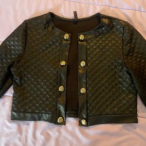 Crop leather jacket
